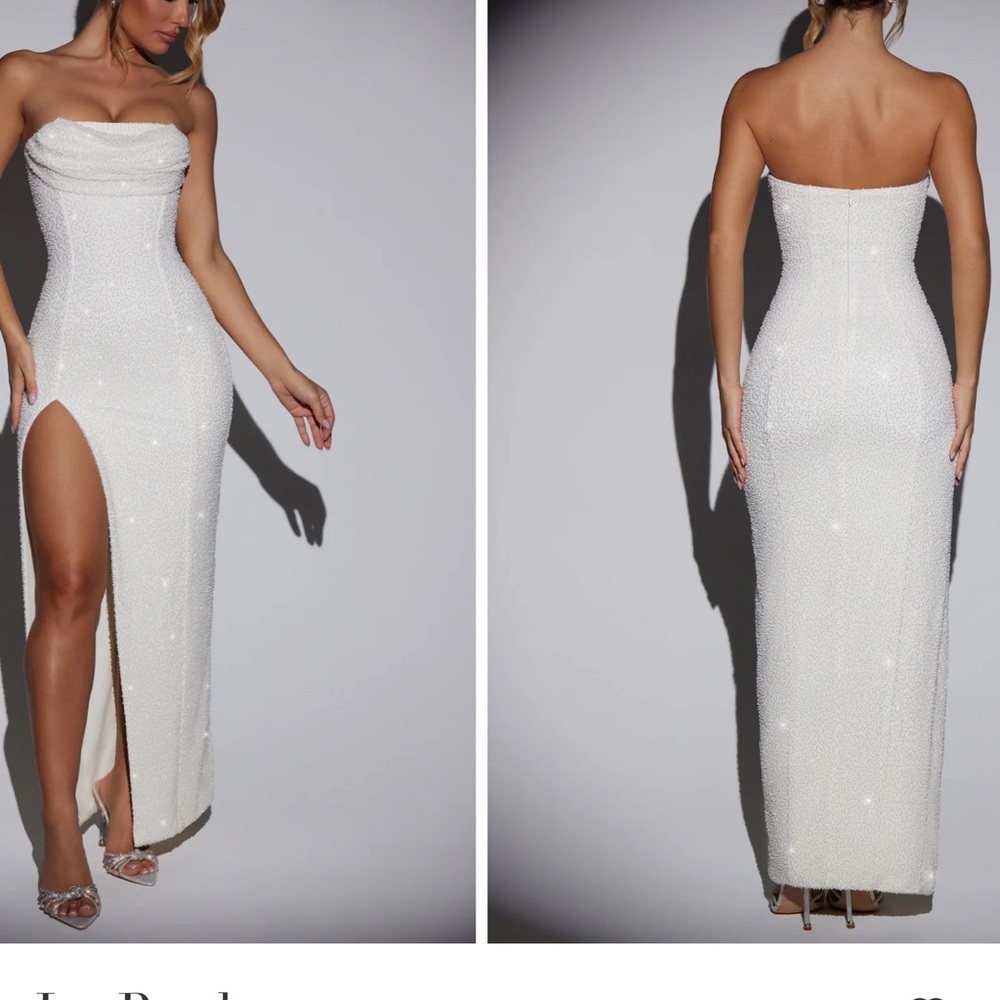 Elegant White Strapless Evening Dress